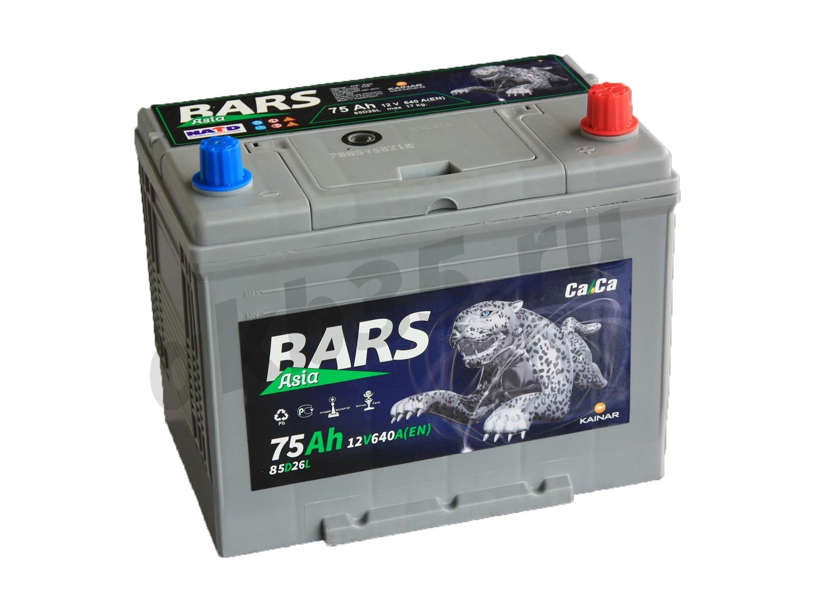 Изображение Аккумулятор BARS 75 А/ч Обратный Азия 85D26L : №1