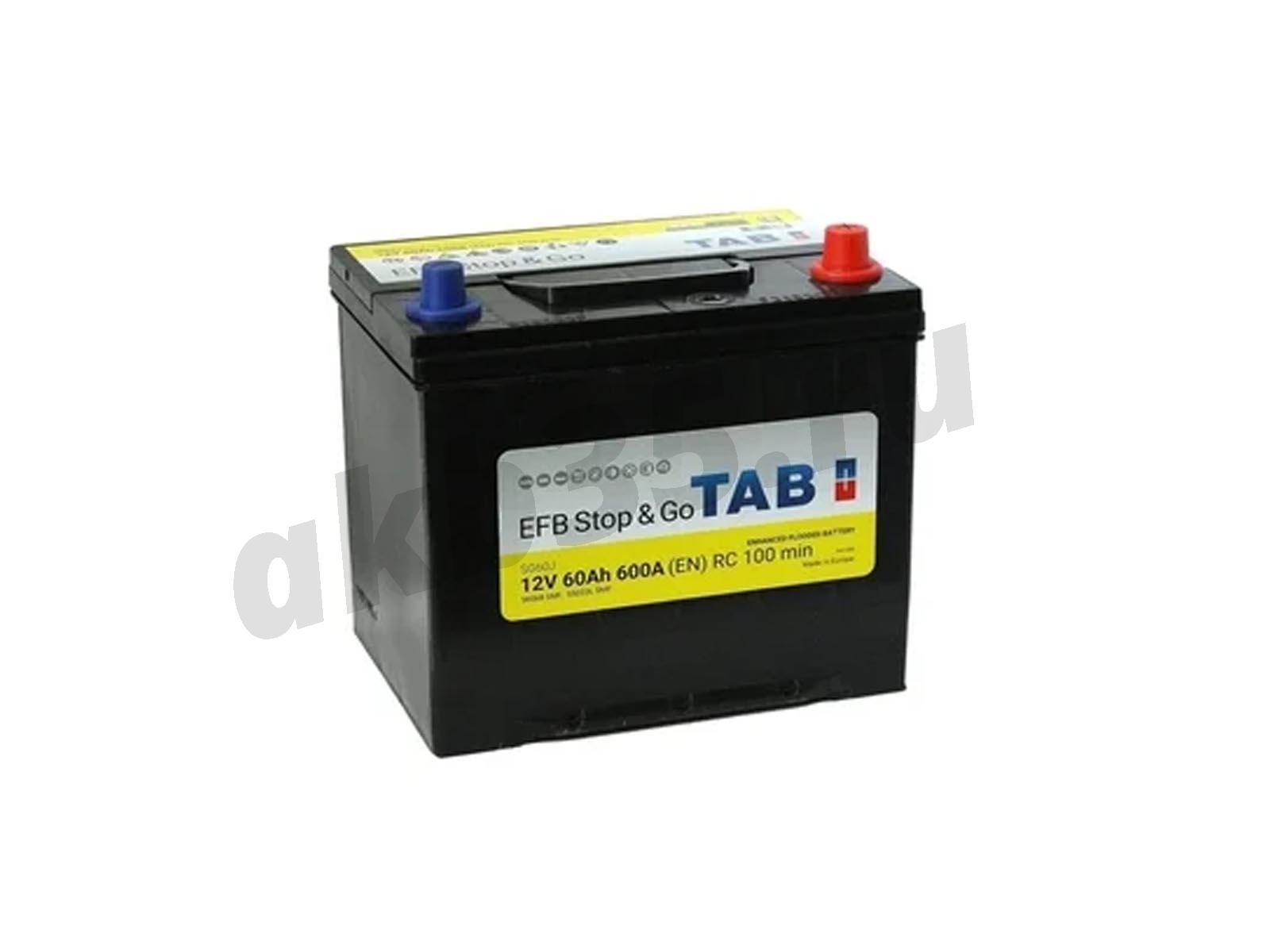 Изображение Аккумулятор TAB 60 А/ч Обратный Азия Нижнее крепление EFB Stop&Go JIS : №1