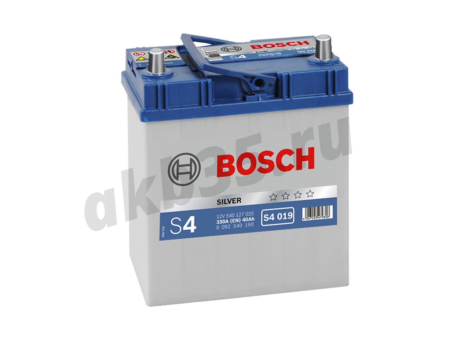 Изображение Аккумулятор BOSCH 40 А/ч Прямой Азия S4 019 SILVER (540 127 033) : №1