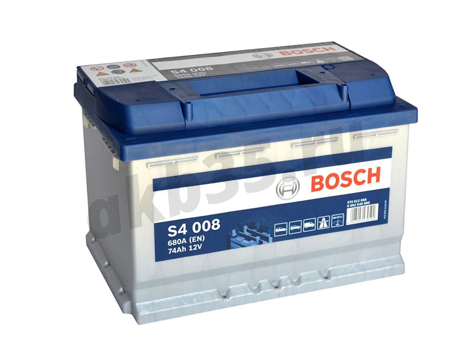 Изображение Аккумулятор BOSCH 74 А/ч Обратный S4 008 SILVER (574 012 068) : №1