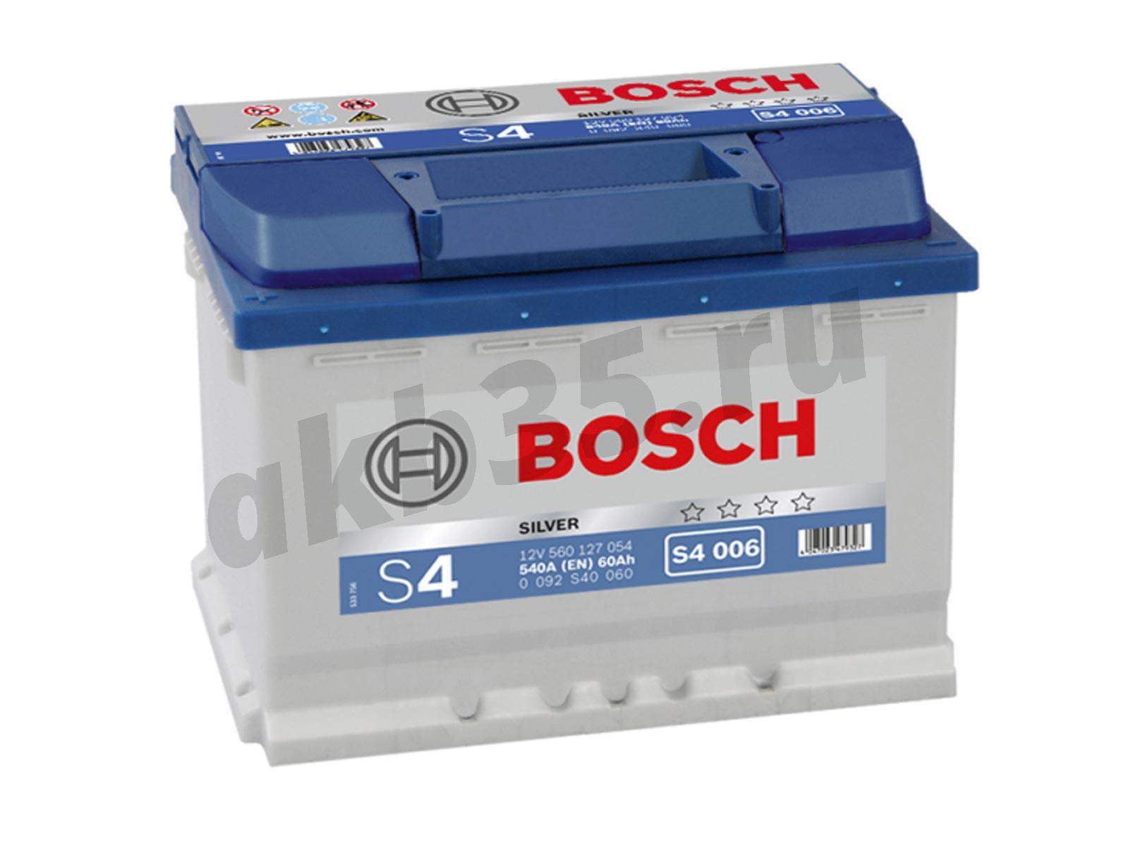 Изображение Аккумулятор BOSCH 60 А/ч Прямой S4 006 SILVER (560 127 054) : №1