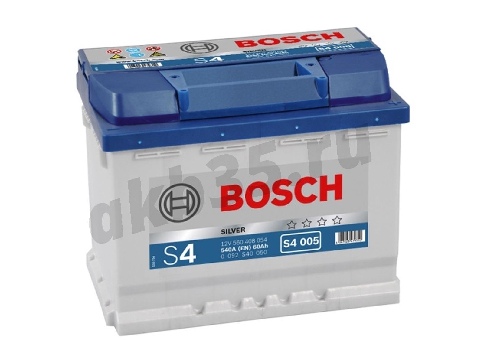 Изображение Аккумулятор BOSCH 60 А/ч Обратный S4 005 SILVER (560 408 054) : №1