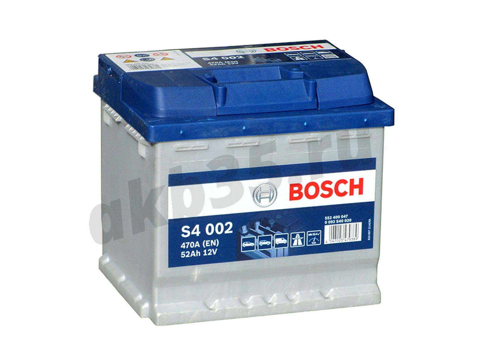 Изображение Аккумулятор BOSCH 52 А/ч Обратный S4 002 SILVER (552 400 047) : №1