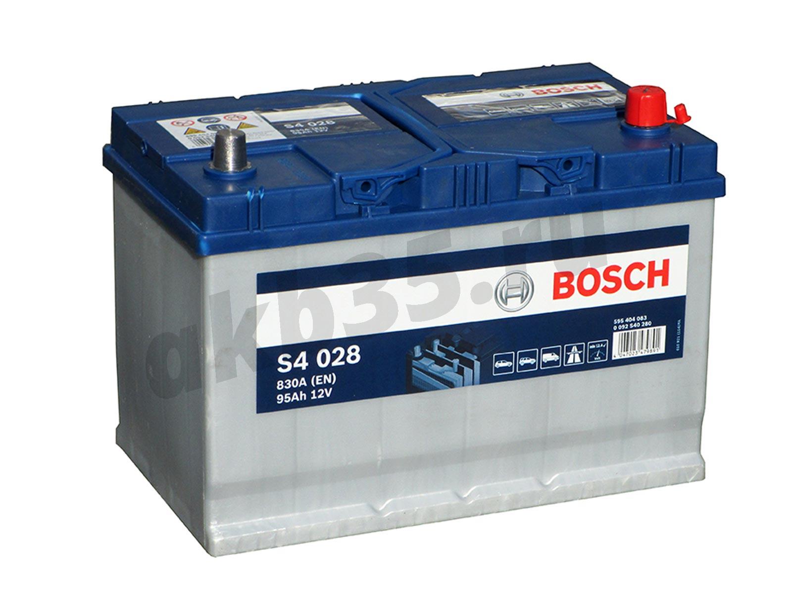 Изображение Аккумулятор BOSCH 95 А/ч Обратный Азия S4 028 SILVER (595 404 083) : №1