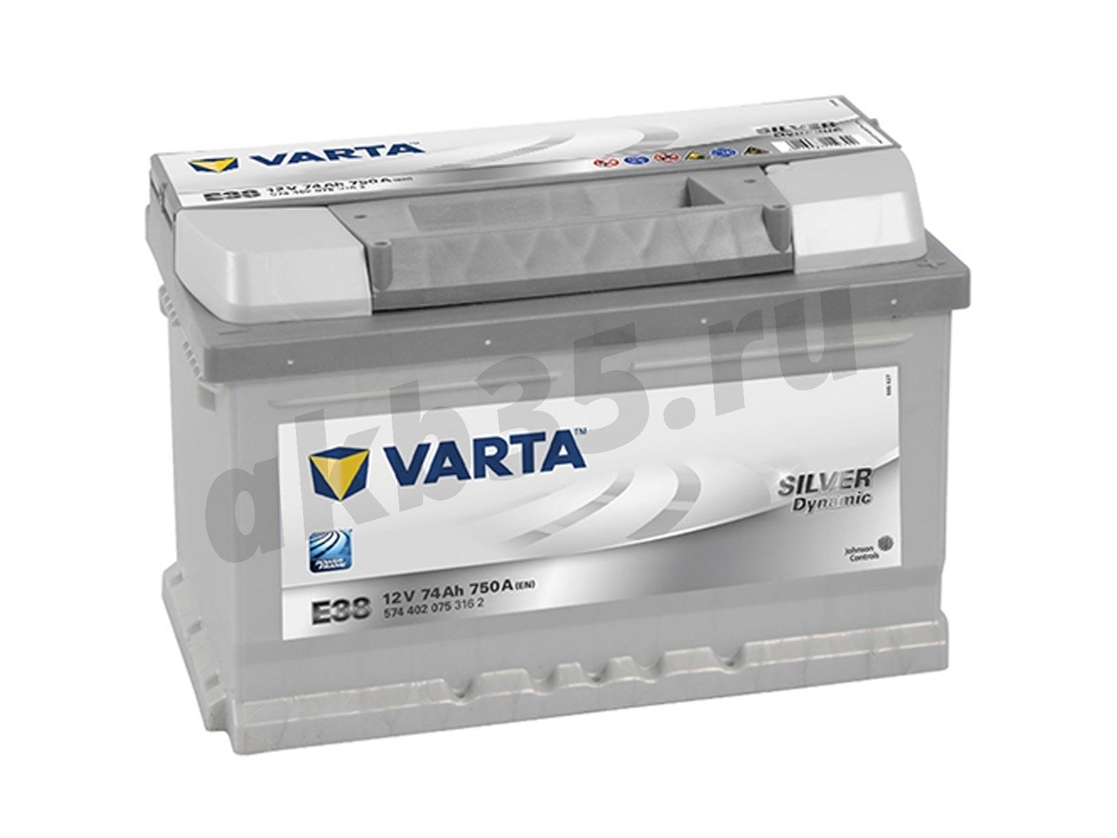 Изображение Аккумулятор VARTA 74 А/ч Обратный Низкий SILVER E38 (574 402 075) : №1
