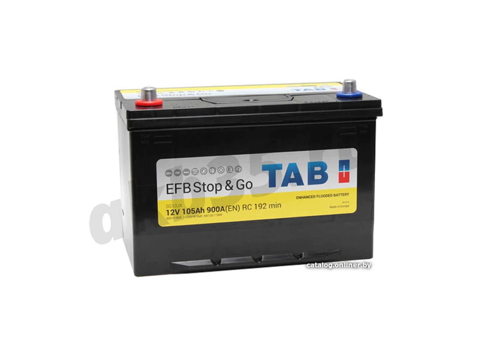 Изображение Аккумулятор TAB 105 А/ч Прямой Азия Нижнее крепление EFB Stop&Go JIS : №1
