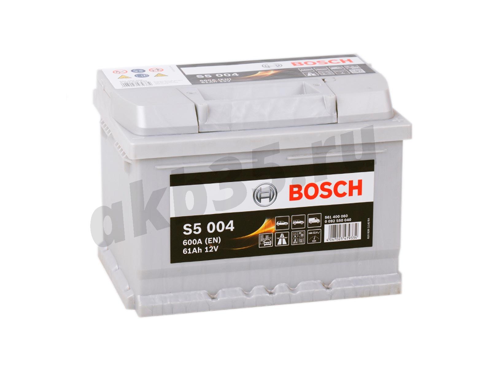 Изображение Аккумулятор BOSCH 61 А/ч Обратный Низкий S5 004 SILVER PLUS (561 400 060) : №1