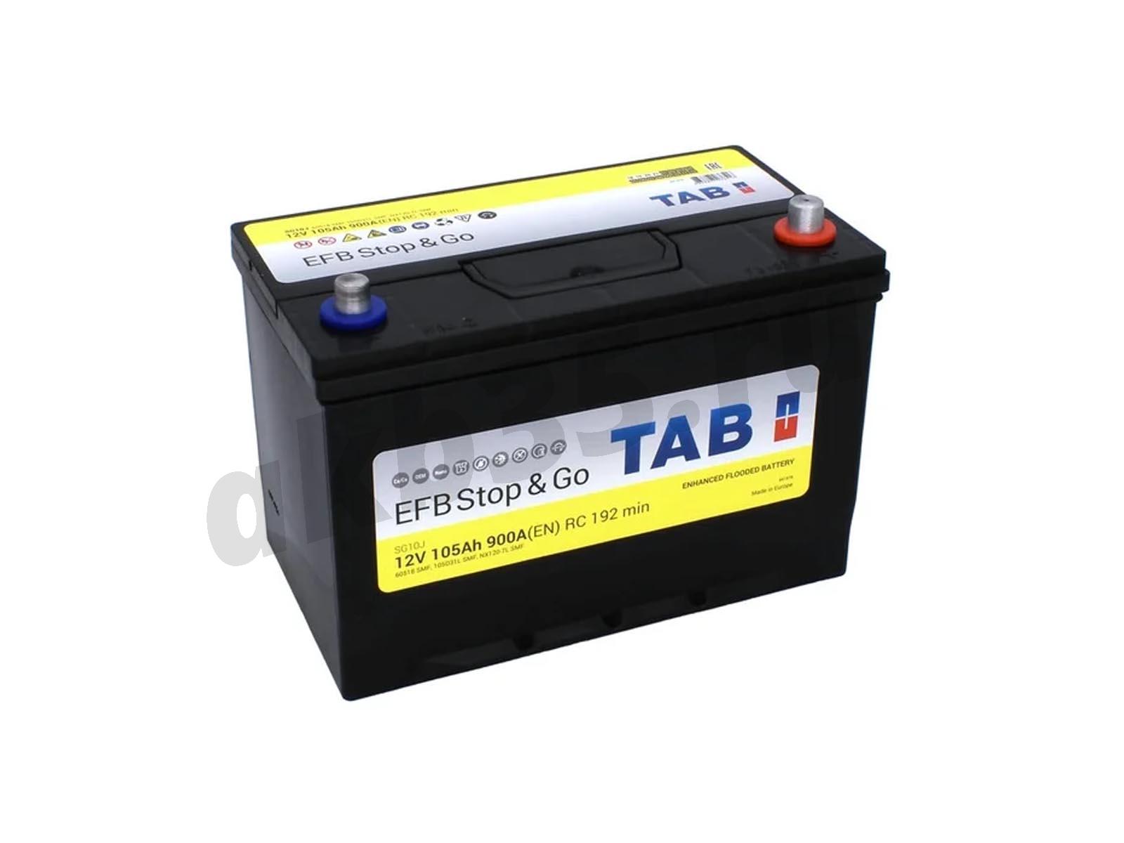 Изображение Аккумулятор TAB 105 А/ч Обратный Азия Нижнее крепление EFB Stop&Go JIS : №1
