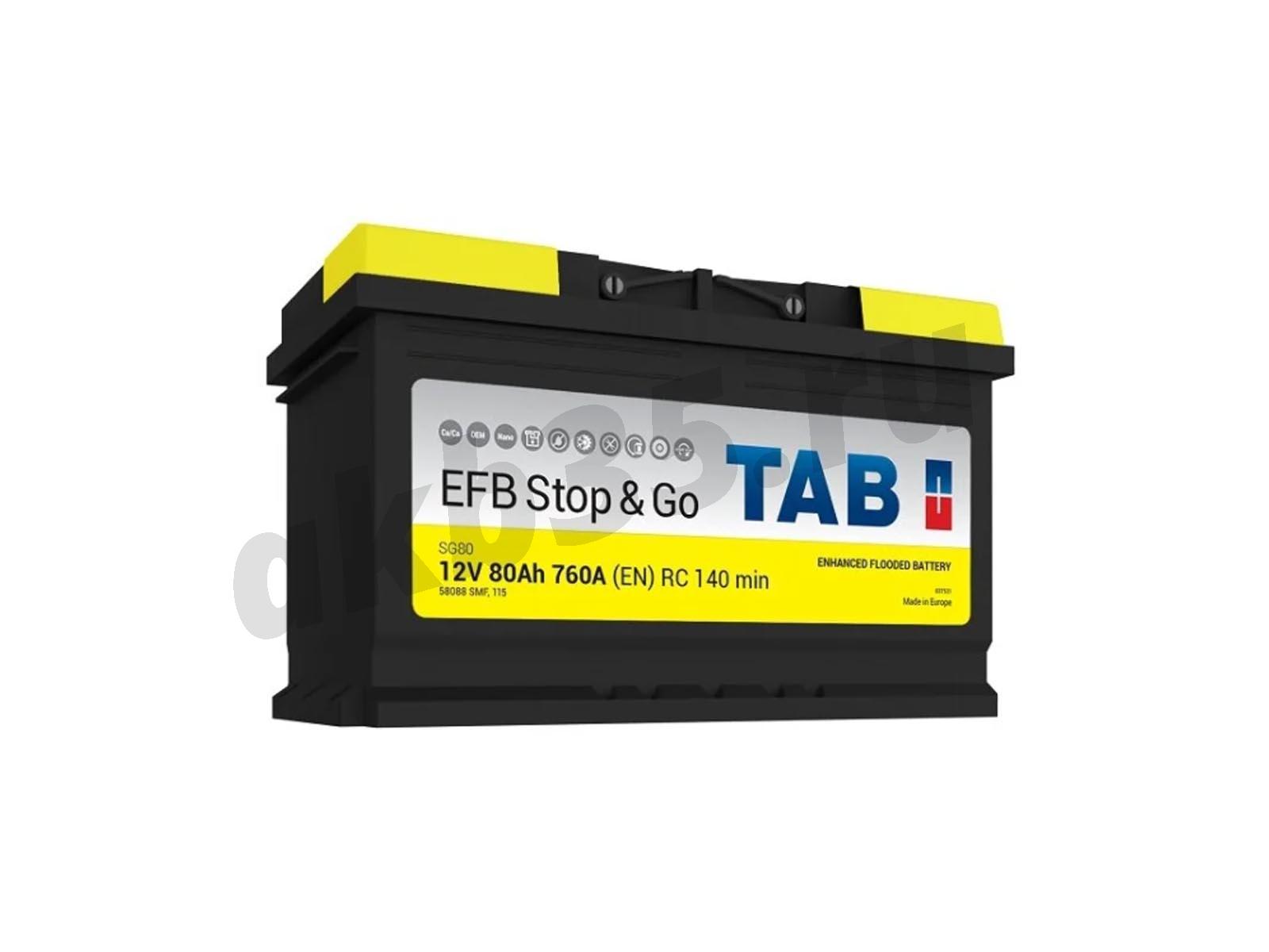 Изображение Аккумулятор TAB 80 А/ч Обратный EFB Stop&Go : №1
