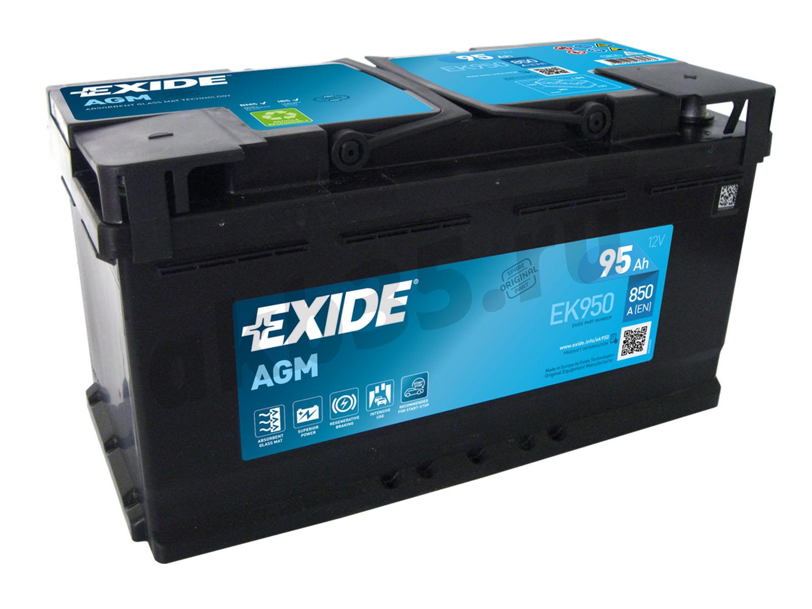 Изображение Аккумулятор EXIDE 95 А/ч Обратный AGM EK950 : №1