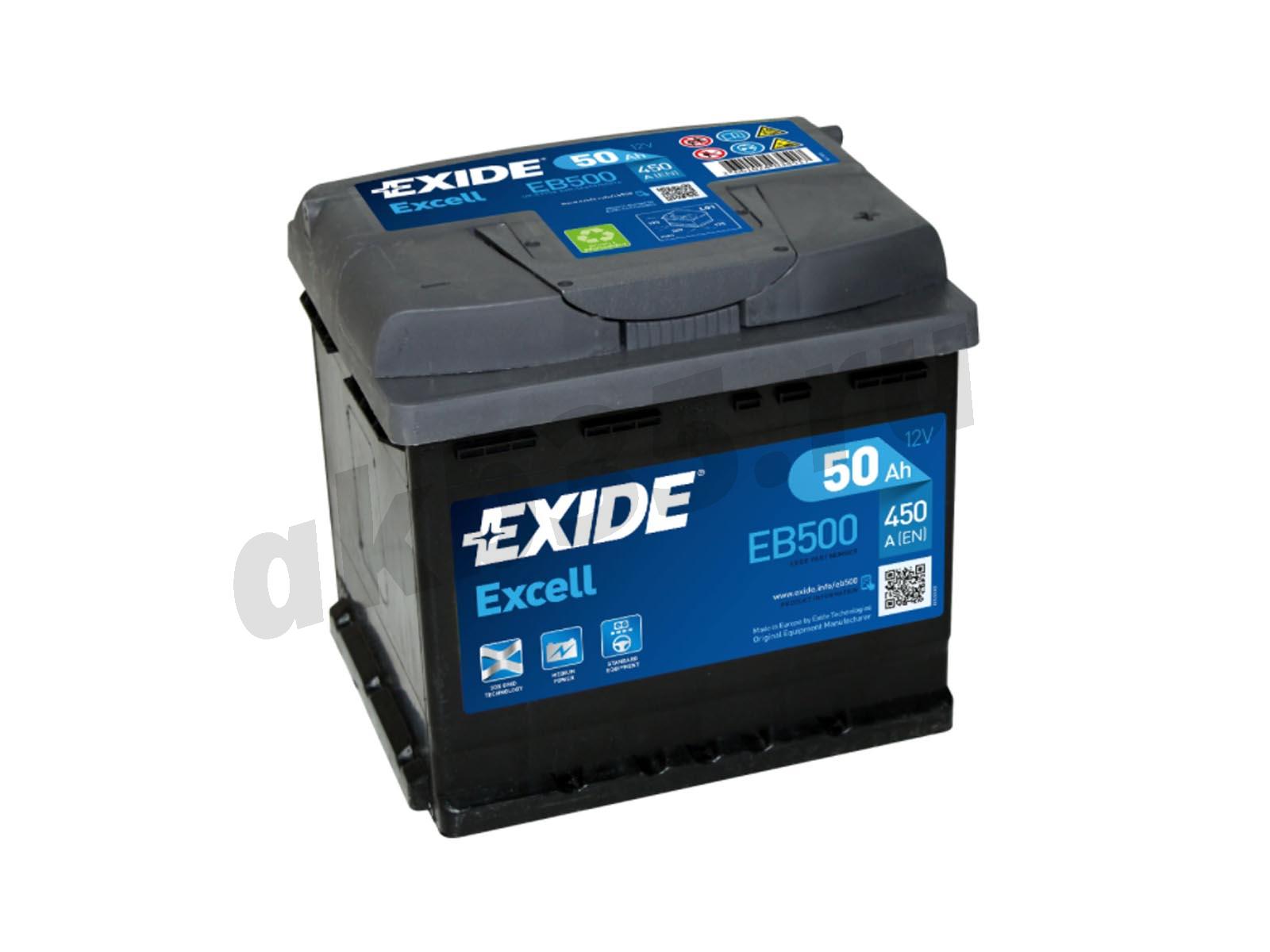Изображение Аккумулятор EXIDE 50 А/ч Обратный Excell EB500 : №1