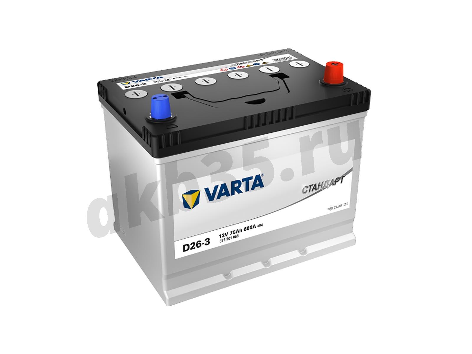 Изображение Аккумулятор VARTA 75 А/ч Обратный STANDART АЗИЯ (575 301 068) : №1
