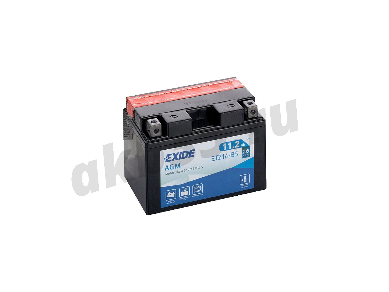 Изображение Аккумулятор EXIDE 11 А/ч Прямой AGM ETZ14-BS : №1