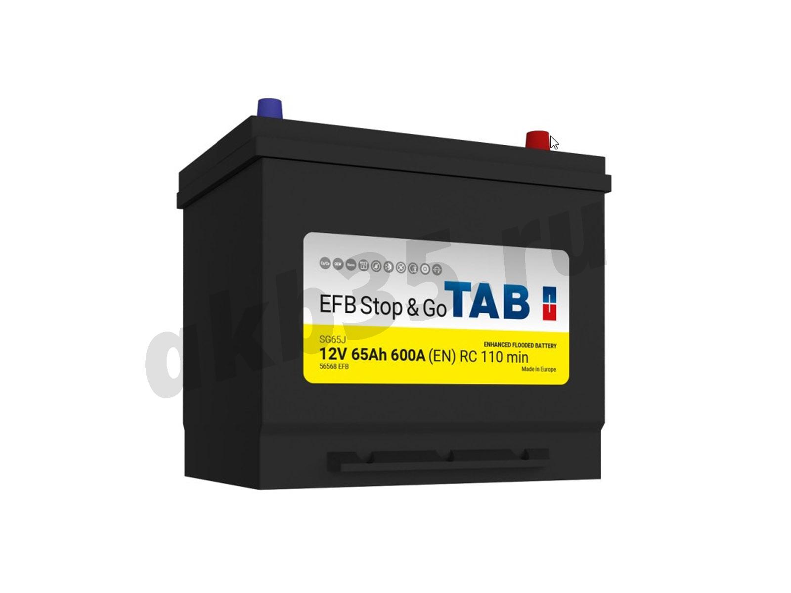Изображение Аккумулятор TAB 65 А/ч Обратный Азия EFB Stop&Go : №1