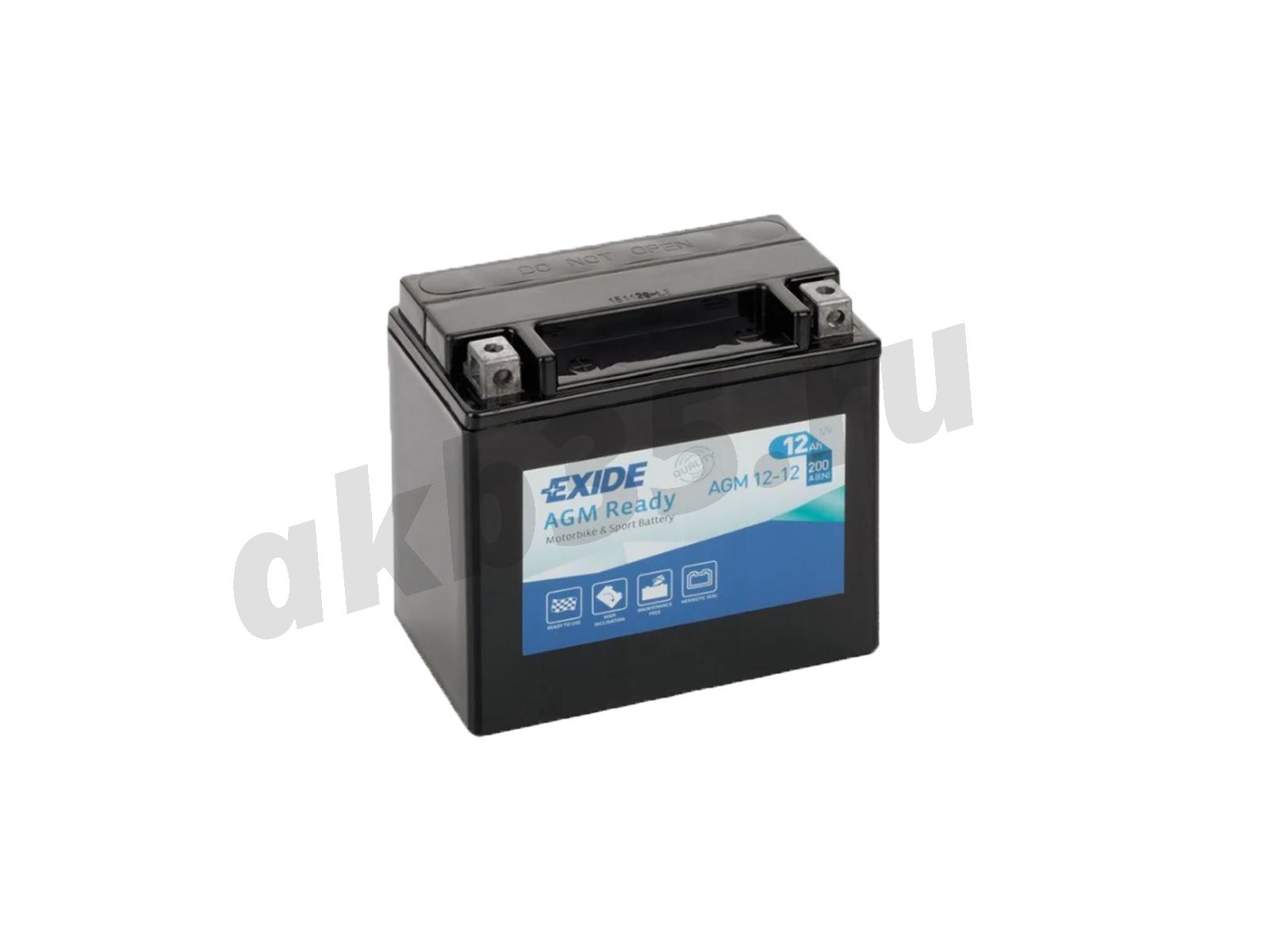 Изображение Аккумулятор EXIDE 12 А/ч Прямой AGM12-12 : №1