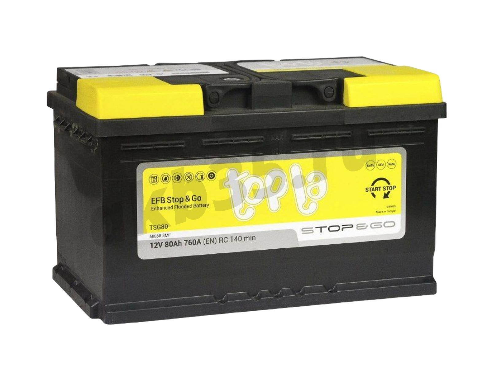 Изображение Аккумулятор TOPLA 80 А/ч Обратный EFB : №1