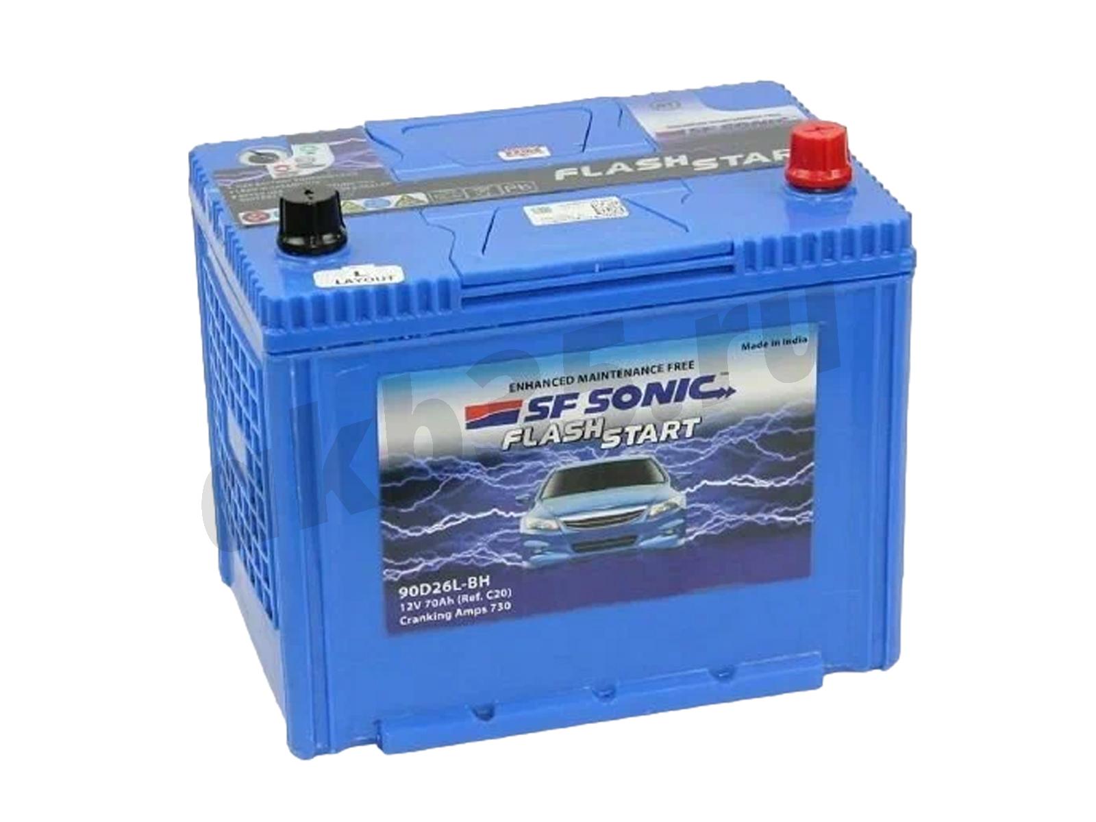 Изображение Аккумулятор SONIC 70 А/ч Обратный Азия 90D26L : №1