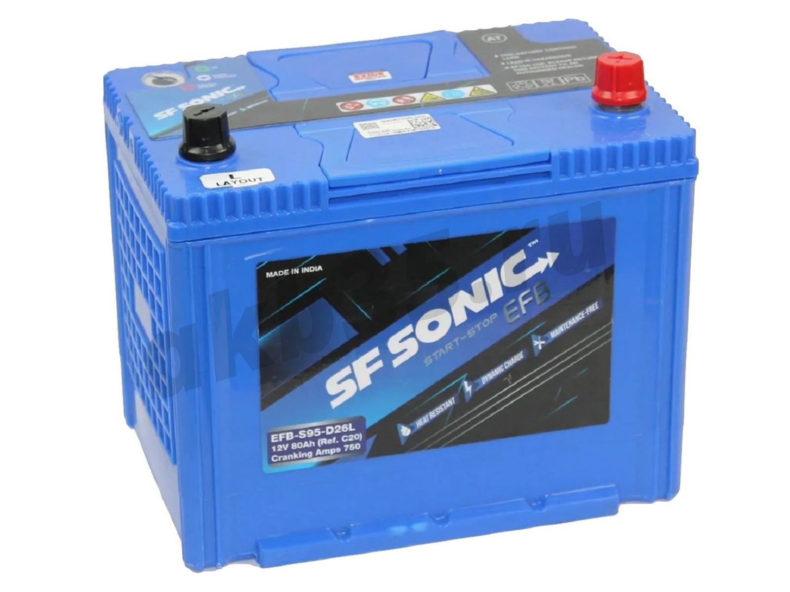 Изображение Аккумулятор SONIC 80 А/ч Обратный Азия EFB 95D26L : №1