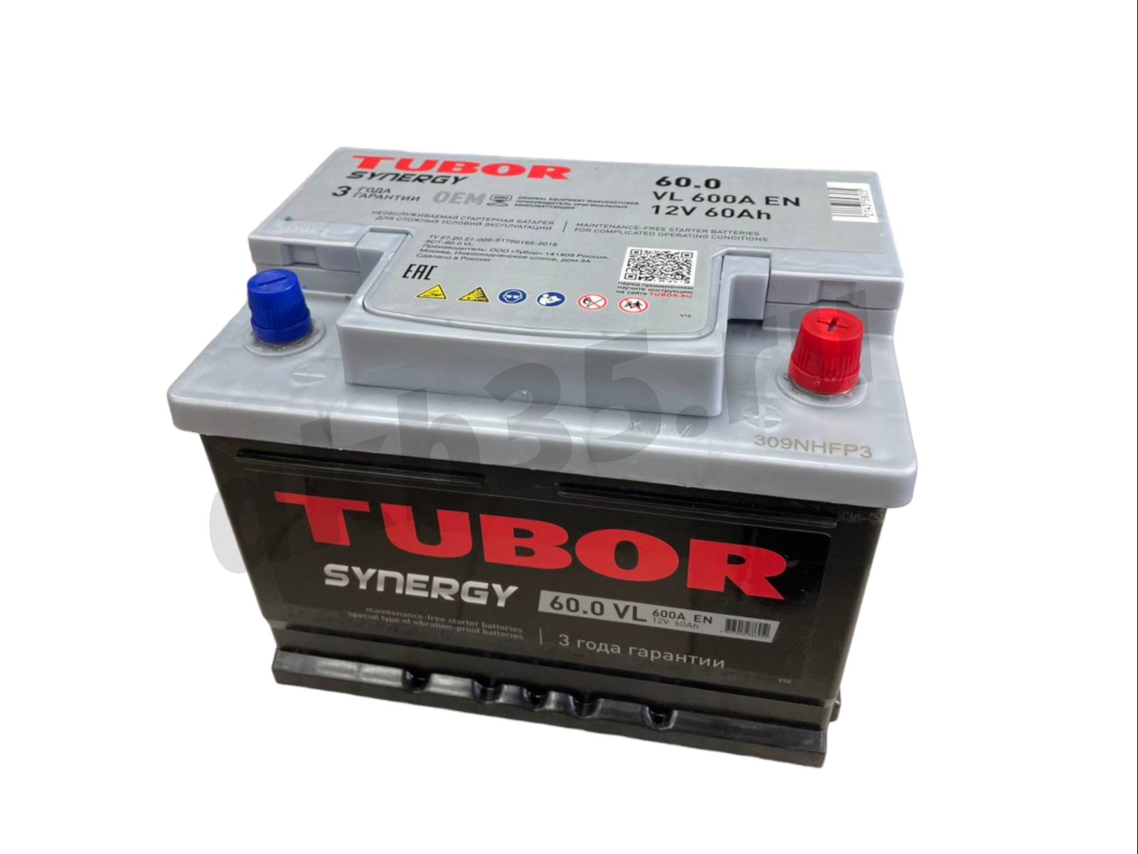 Изображение Аккумулятор TUBOR 60 А/ч Обратный Низкий SYNERGY : №1