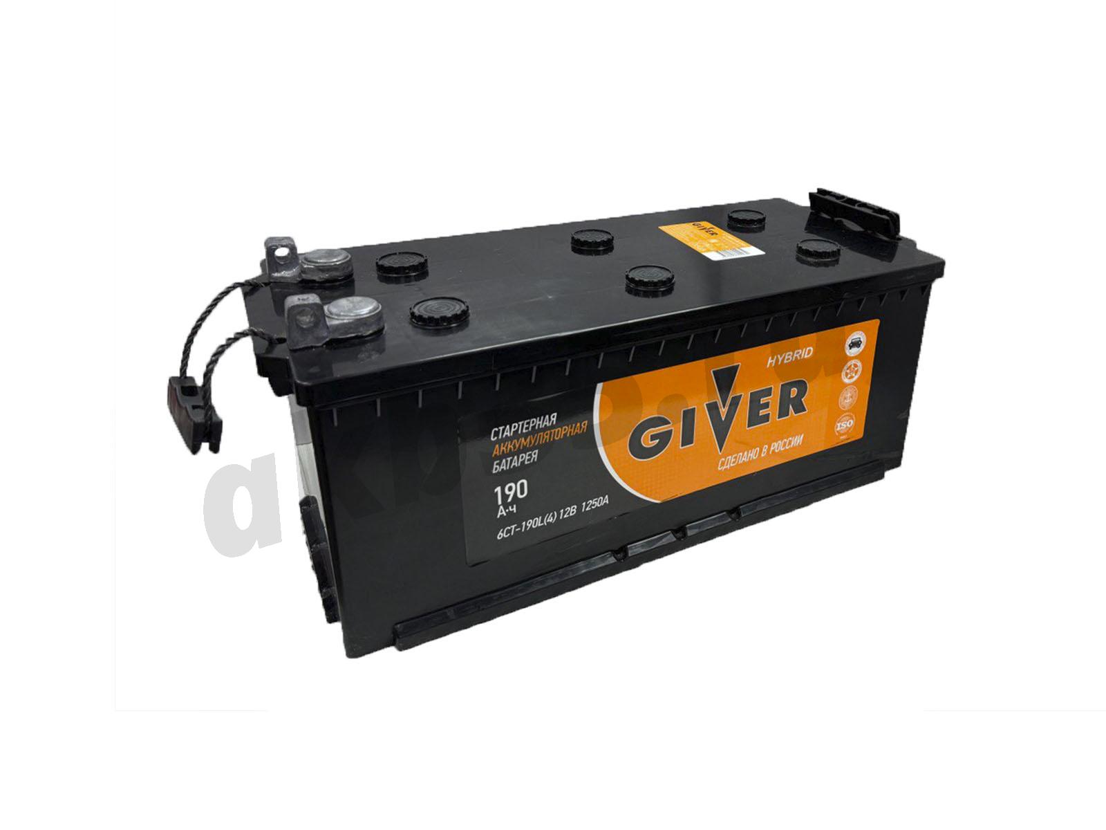 Изображение Аккумулятор GIVER 190 А/ч Российская полярность Болт : №1