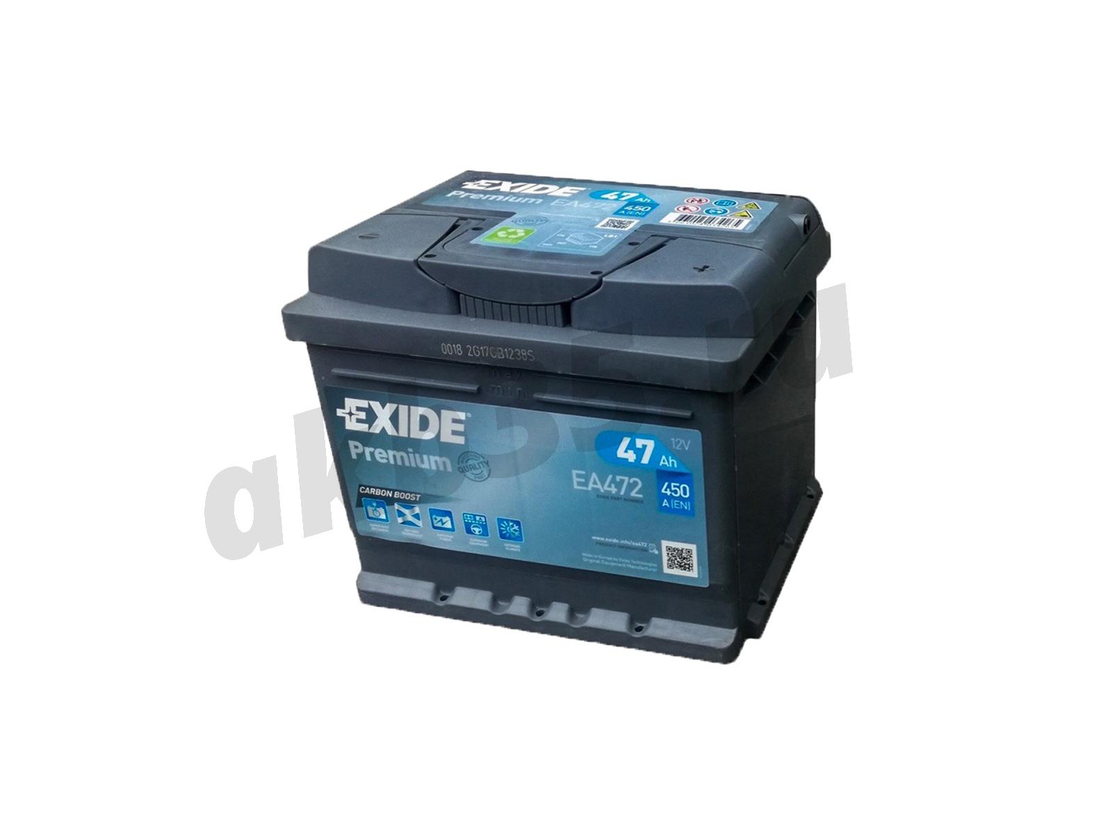 Изображение Аккумулятор EXIDE 47 А/ч Обратный Низкий EA472 : №1