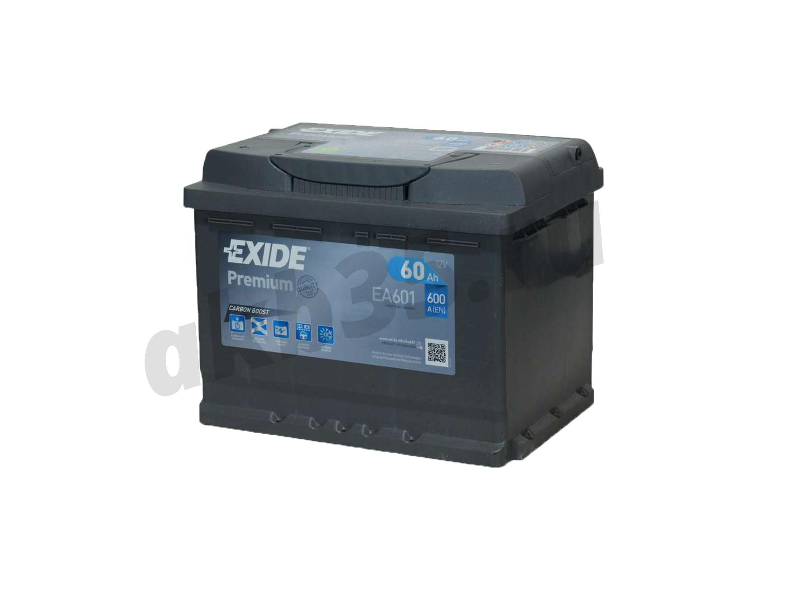 Изображение Аккумулятор EXIDE 60 А/ч Прямой EA601 : №1