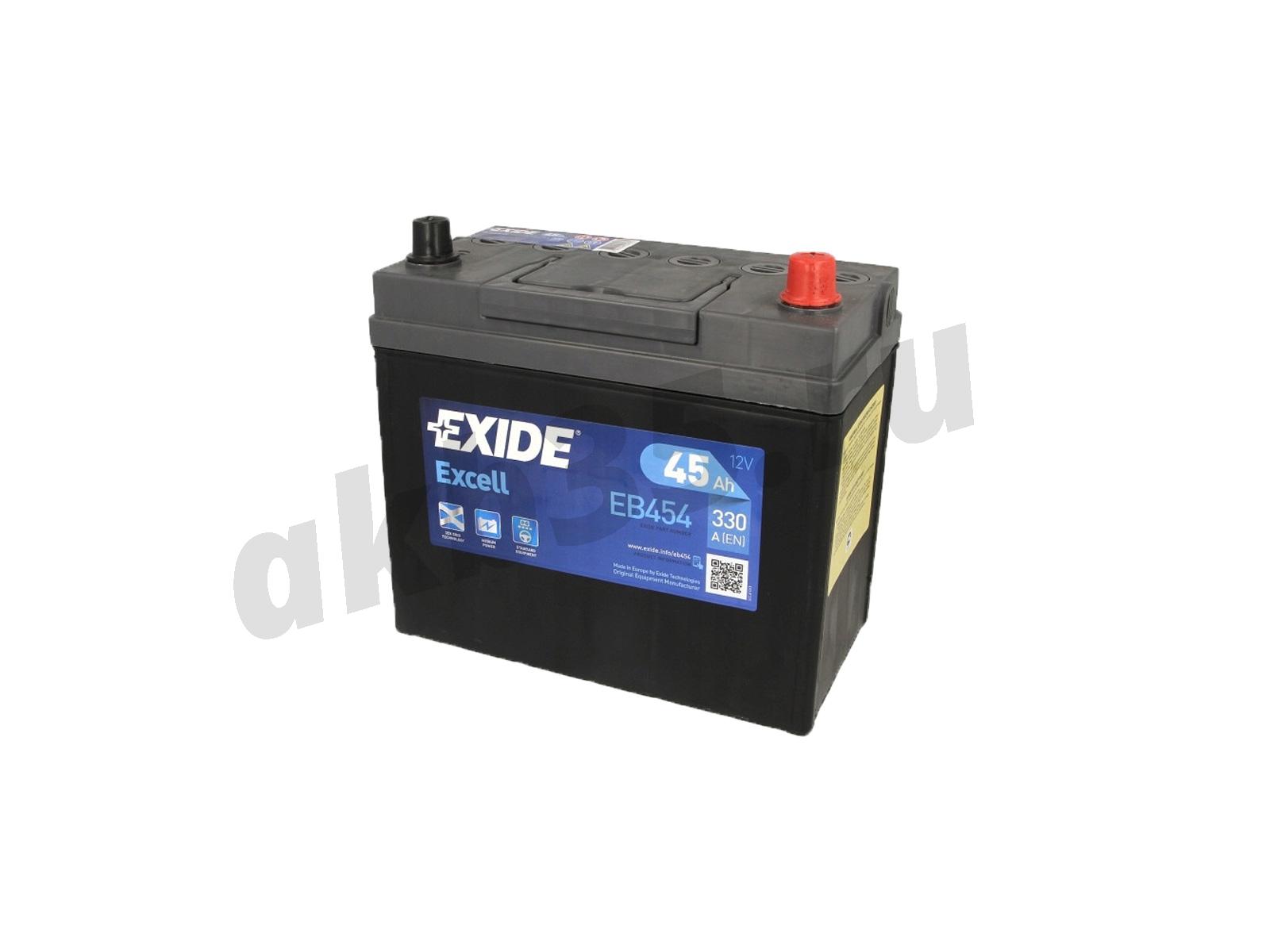 Изображение Аккумулятор EXIDE 45 А/ч Обратный Азия Excell B24L EB454 : №1