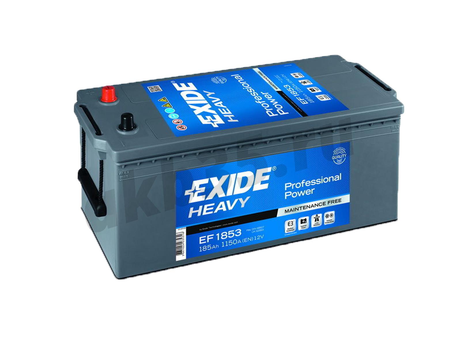Изображение Аккумулятор EXIDE 185 А/ч Евро полярность EF1853 : №1