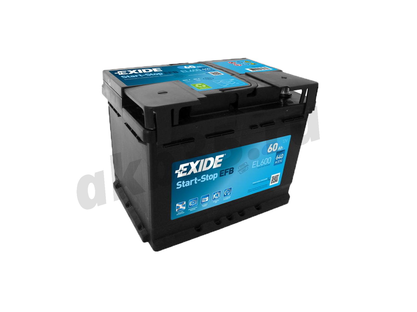 Изображение Аккумулятор EXIDE 60 А/ч Обратный EFB EL600 : №1