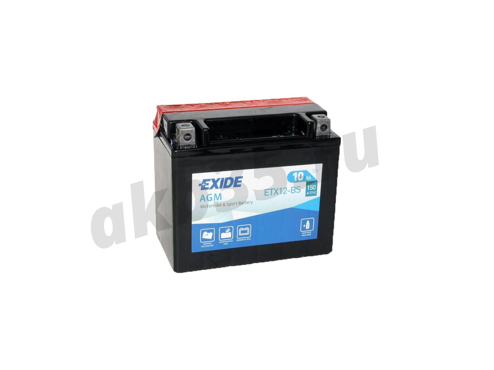 Изображение Аккумулятор EXIDE 10 А/ч Прямой AGM ETX12-BS : №1