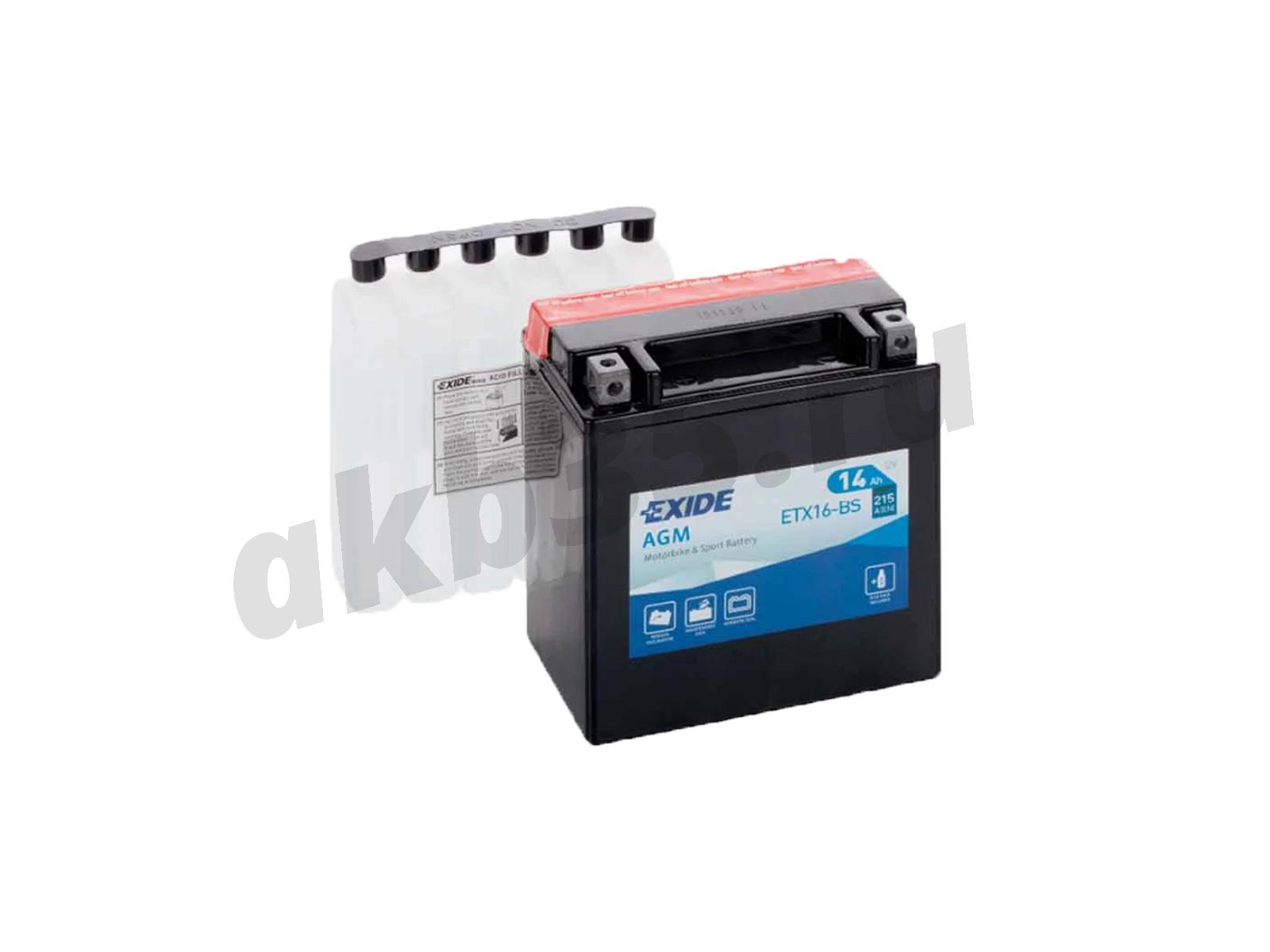 Изображение Аккумулятор EXIDE 14 А/ч Обратный AGM ETX16-BS : №1
