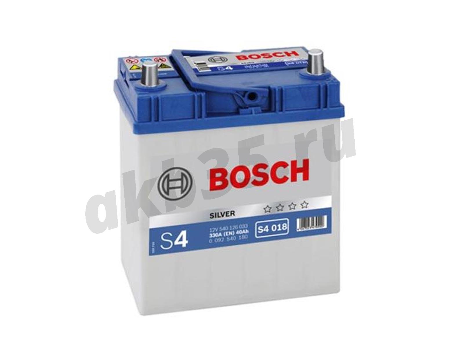 Изображение Аккумулятор BOSCH 40 А/ч Обратный Азия S4 018 SILVER (540 126 033) : №1